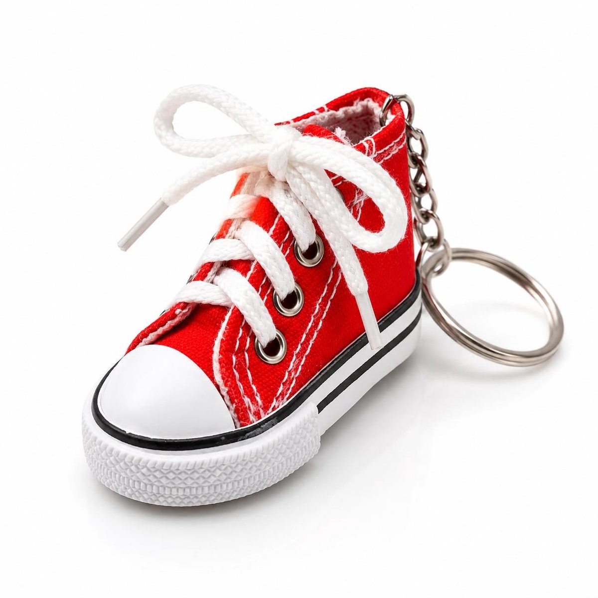 Dailygoods- Sleutelhanger Mini Sneaker - Retro Canvas - Hoge Schoenen - Metalen Sleutelring - Duurzaam - Authentieke Details
