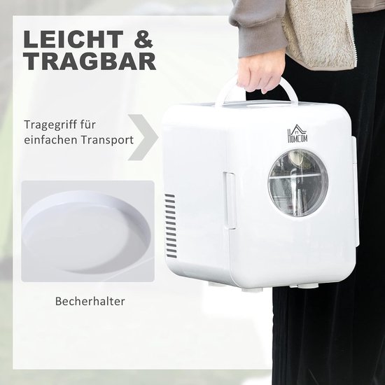 Draagbare Koelkast - Minikoelkast Reiskoelkast - Dranken Koelen - Koel- en Warmtefunctie - 4L 258 cm - Wit — afbeelding 4