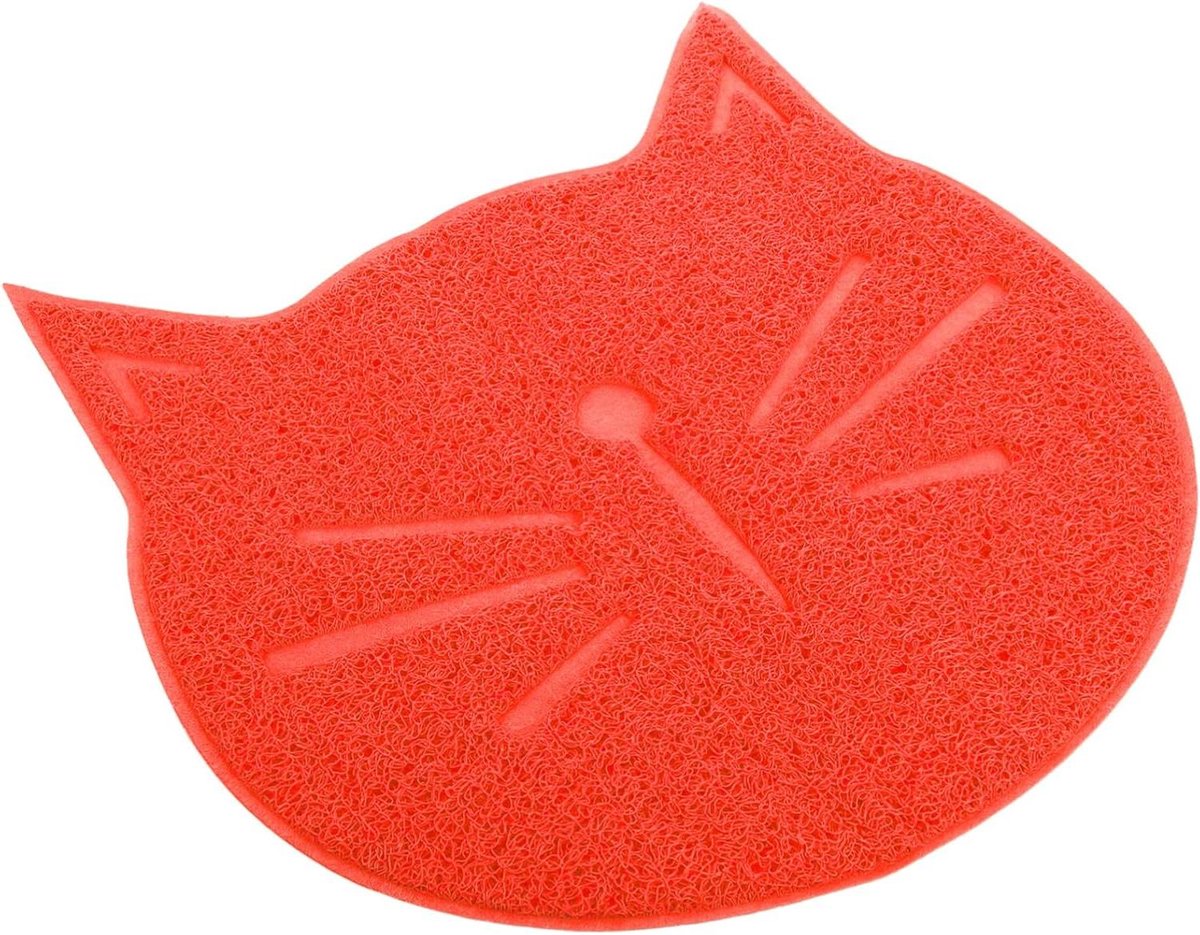 Huisdier Placemat - Voerbak Mat - Vloer Schoon Houden - Antislip PVC Materiaal - 38x38 cm - Rood