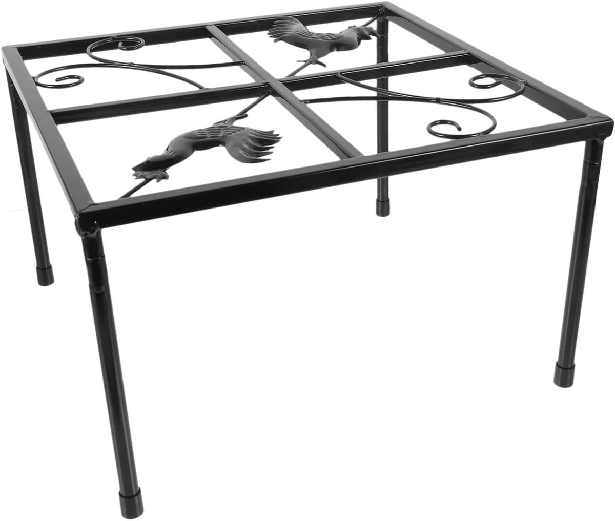 Voederstandaard Kippen - Kippenvoerhouder Kippenwaterbak - Hygiënisch Voeren - Sterk Metalen Frame - 29 x 29 x 18.5 cm - Zwart
