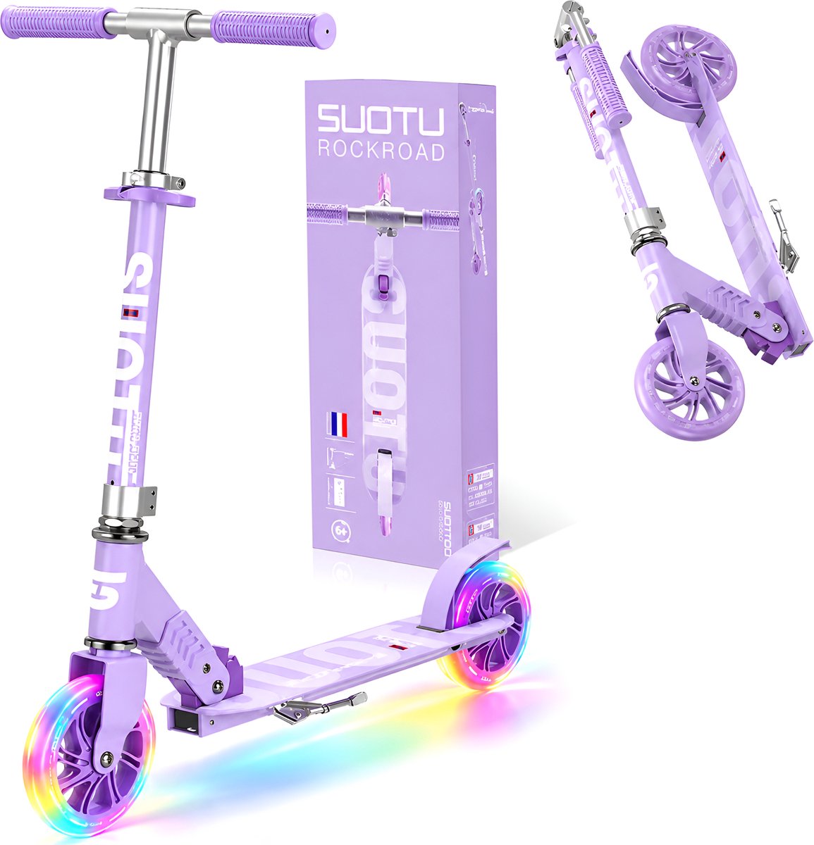 Suotu Kinderstep - 145mm Lichtgevende Wielen - Paars