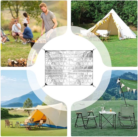 Isolerende Folie Mat - Camping Dekmat - Buiten Kamperen - Waterdicht Dubbelzijdig - 160x200cm - Zilver — afbeelding 5