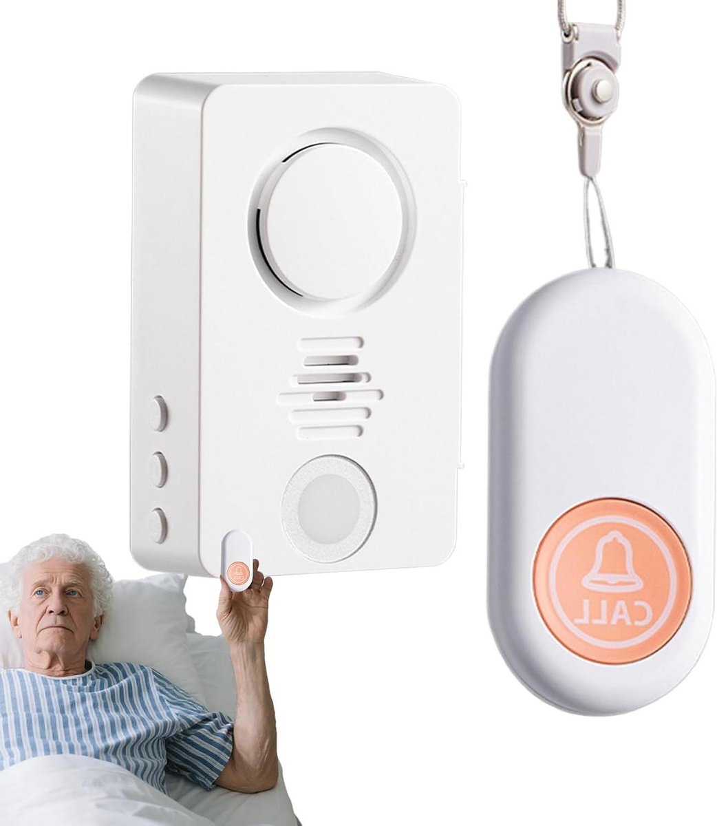 Bedalarm Senioren - Nachtalarm Valalarm - Veilige Nachtrust - Draadloze Installatie - 10x8x5.5 cm - Wit