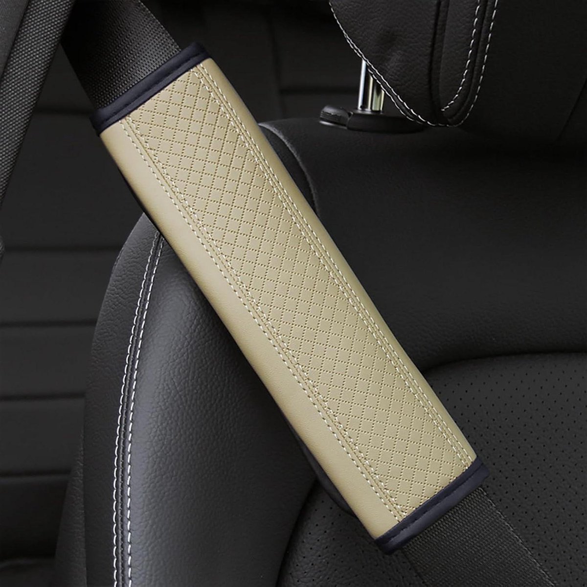 Autogordelpads Set - Gordelhoezen - Comfortabel Rijden - Zachte Schouderbescherming - 2 Stuks - Beige