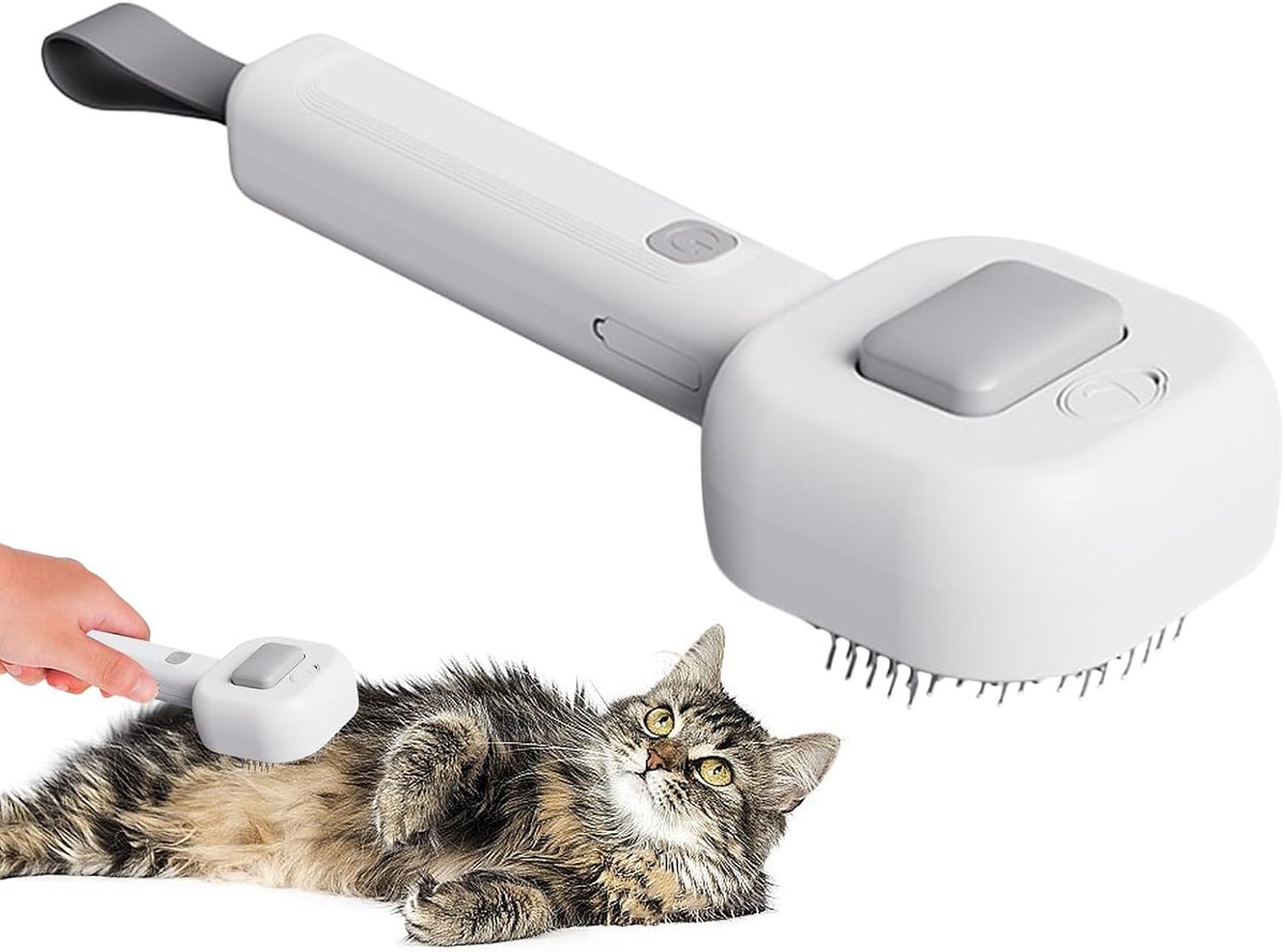 KZQ Multifunctionele ontklitborstel voor katten met lang en kort haar - Verwijdert losse haren en klitten - Zacht en effectief voor dagelijkse vachtverzorging - Grijs-wit