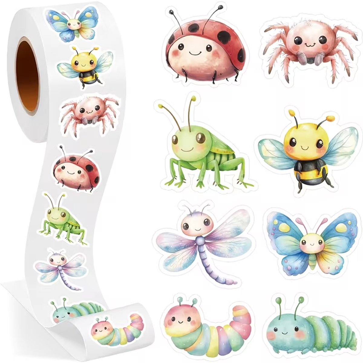 DW4Trading Stickerrol Insecten 500 Stuks Sluitstickers Ø 2,6 cm
