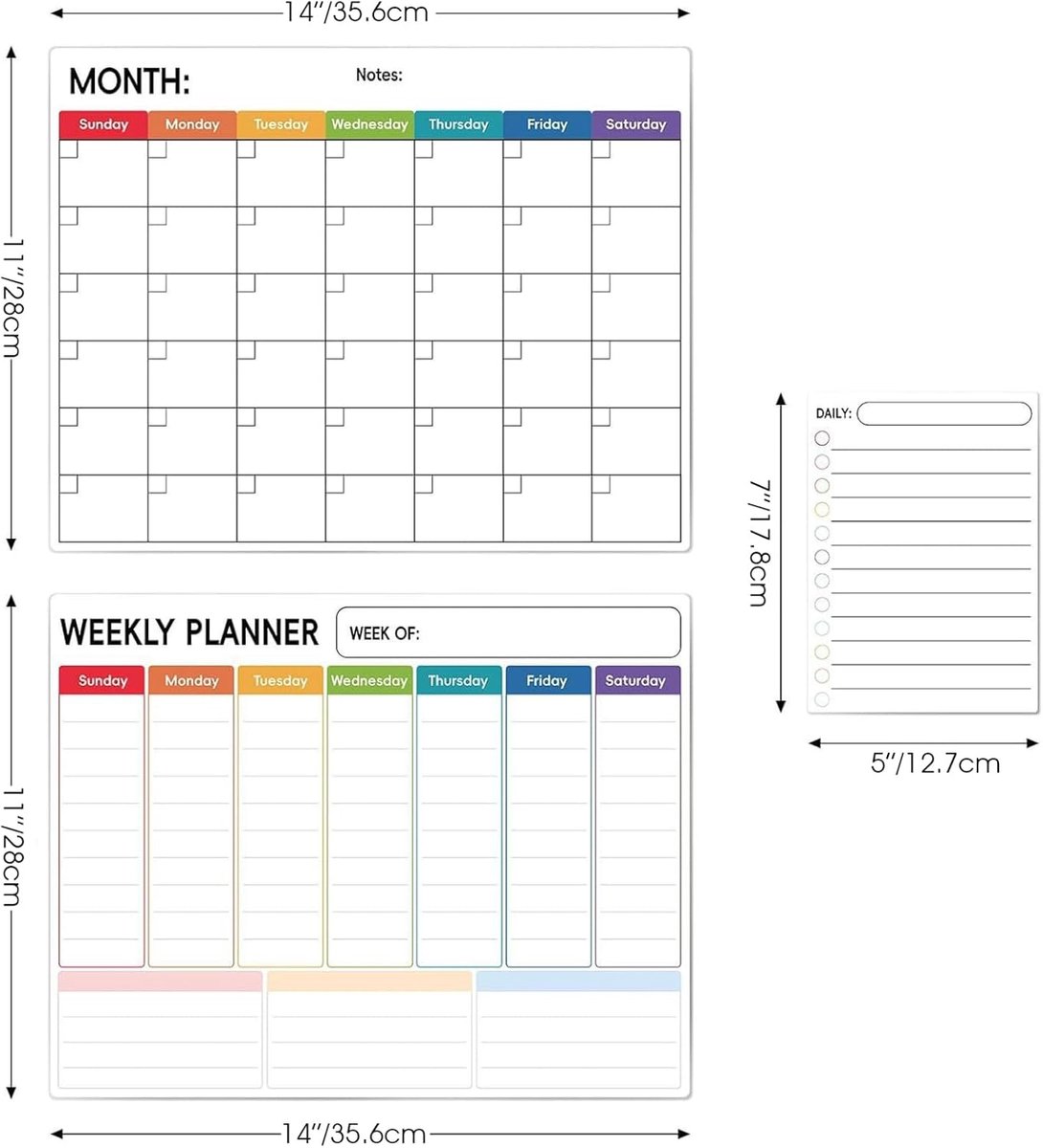 Magnetisch Whiteboard voor Koelkast - Uitwisbare Kalender Planner voor Week, Maand en Dag - Inclusief 6 Markers voor Keuken, Menu, To Do Lijst en Gezinsplanning — cadeau in Kalenders & Planners - foto 8
