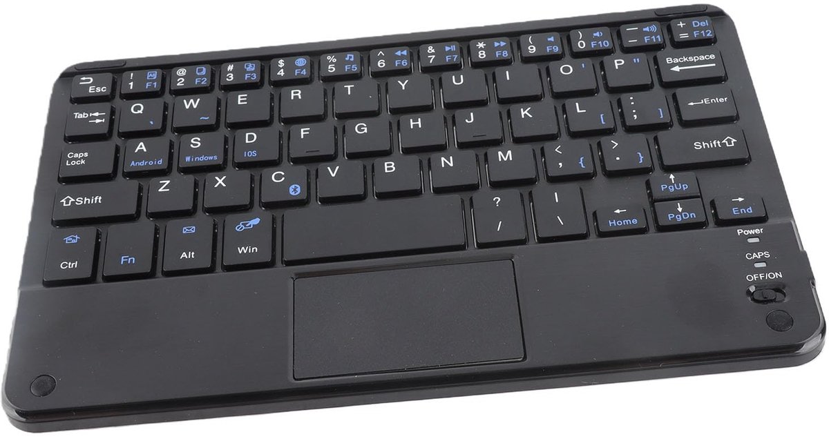 SnelShoppen - Ultraslank Draadloos Toetsenbord met Touchpad, Klein Bluetooth-toetsenbord, 10m Bereik, 280mAh Batterij, Draagbaar Mini BT-Toetsenbord v