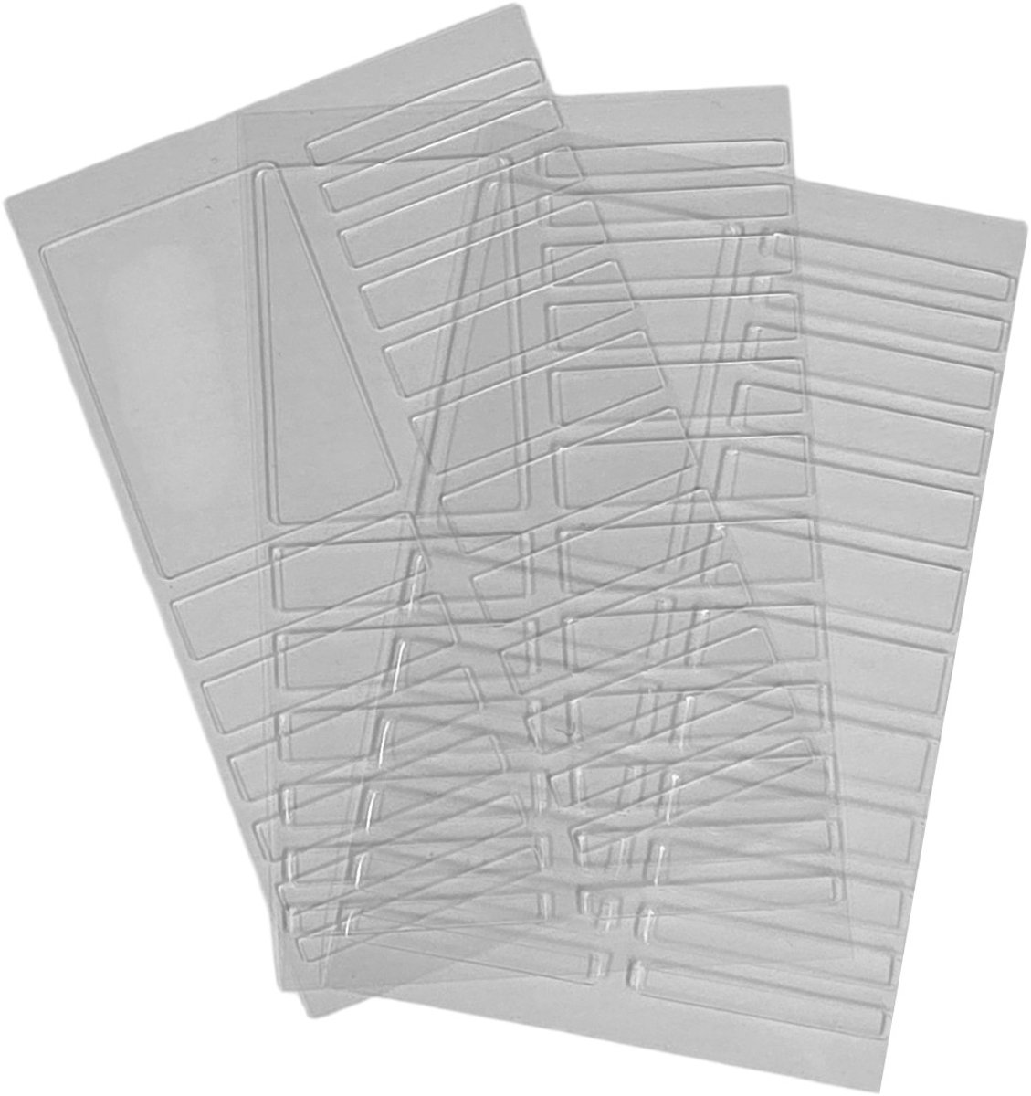 Fako Bijoux - Ringverkleiner Acryl Strips Set - Ring Verkleiner - Zelfklevende Kunststof Strips - 3 Vellen - 57 Stuks - Transparant