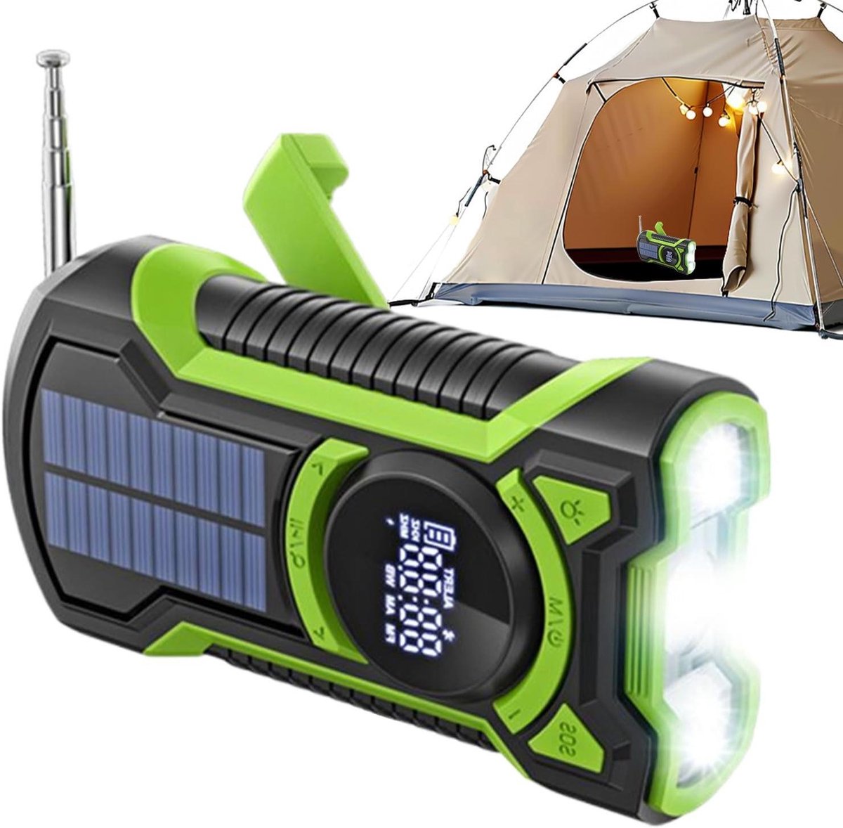 Noodradio Hand Crank - Weerradio Oplaadbaar - Stroomuitval Voorbereiding - 5000 Mah Batterij - 17.5 x 9.9 x 6.8 cm