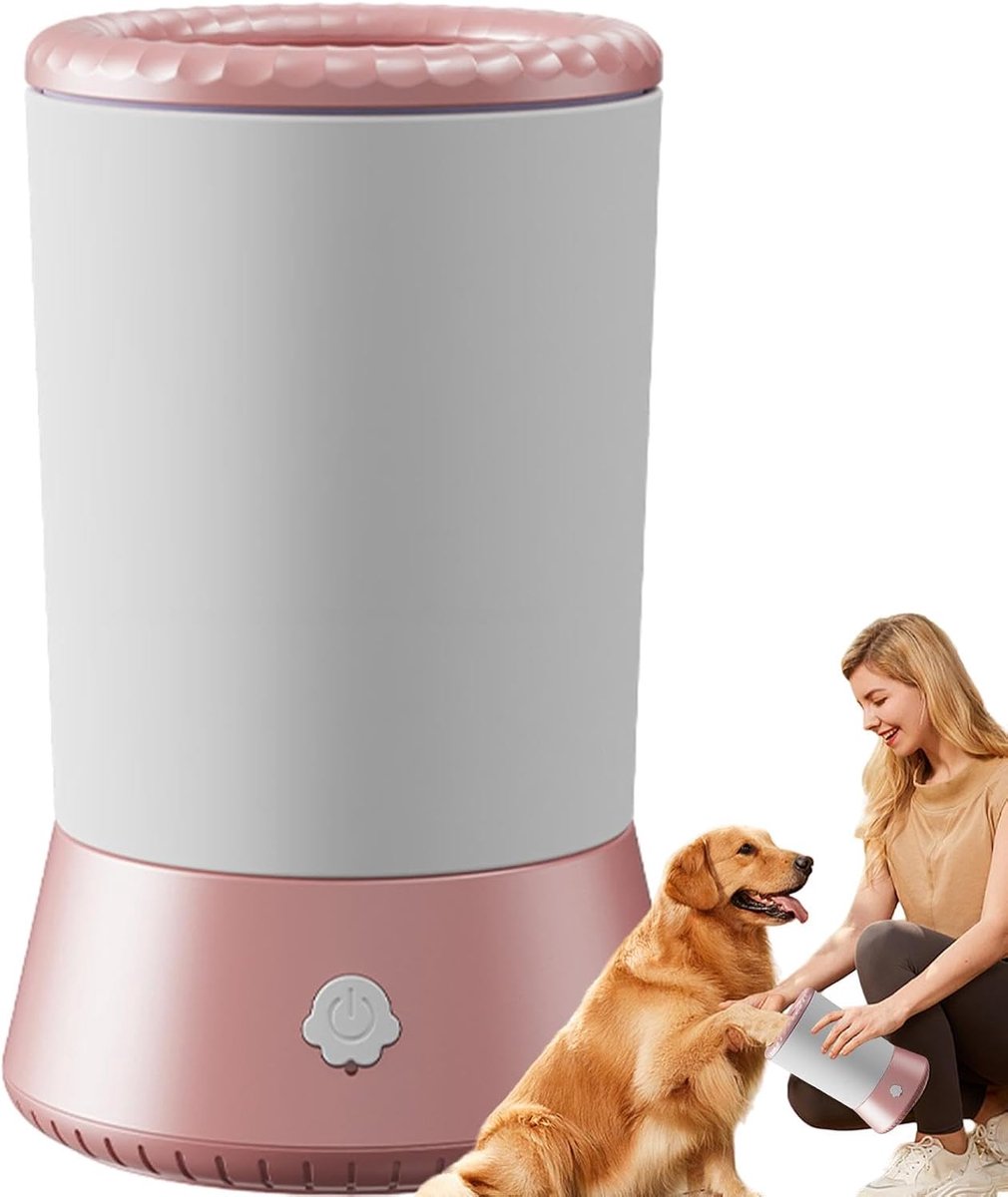 KZQ Oplaadbare automatische pootreiniger voor honden - Verwijdert vuil en verzorgt klauwen - Zacht en effectief voor dagelijks gebruik - Roze-wit