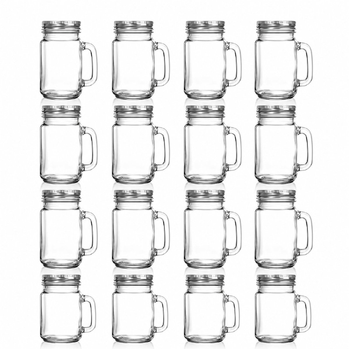 SnelShoppen - 32 stuks 60ml Mini-Schnapsglazen met handvat en deksel, Mason Jars voor drankjes, desserts, kaarsen en knutselwerk, ideaal voor feest en