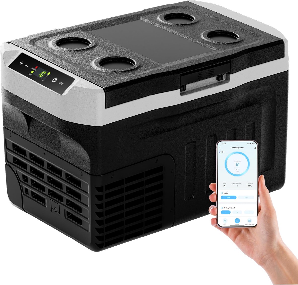 Compressor Cooler Box 21 Litres -20 °C ~ 20 °C 12 V Car Refrigerator Portable Freezer 12/24 V DC 220-240 V AC with App Control for Camping Travel Truck Home by EUHOMY