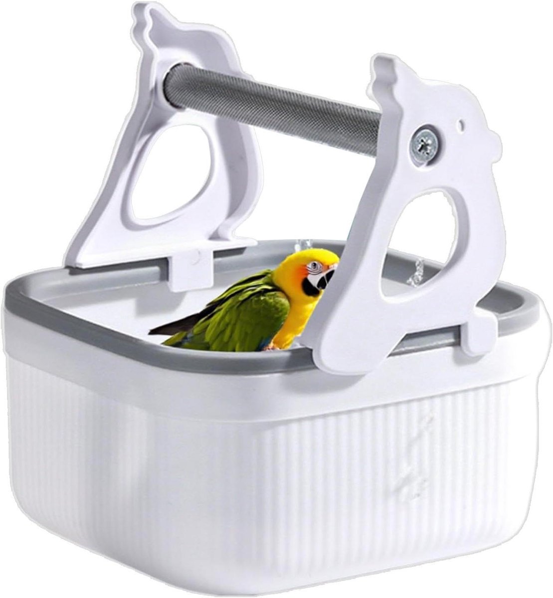 Vogel Speelstandaard - Parkieten Trainingsbasis - Vogels Stimuleren - Bijtbestendige Constructie - 16.5 cm - Wit
