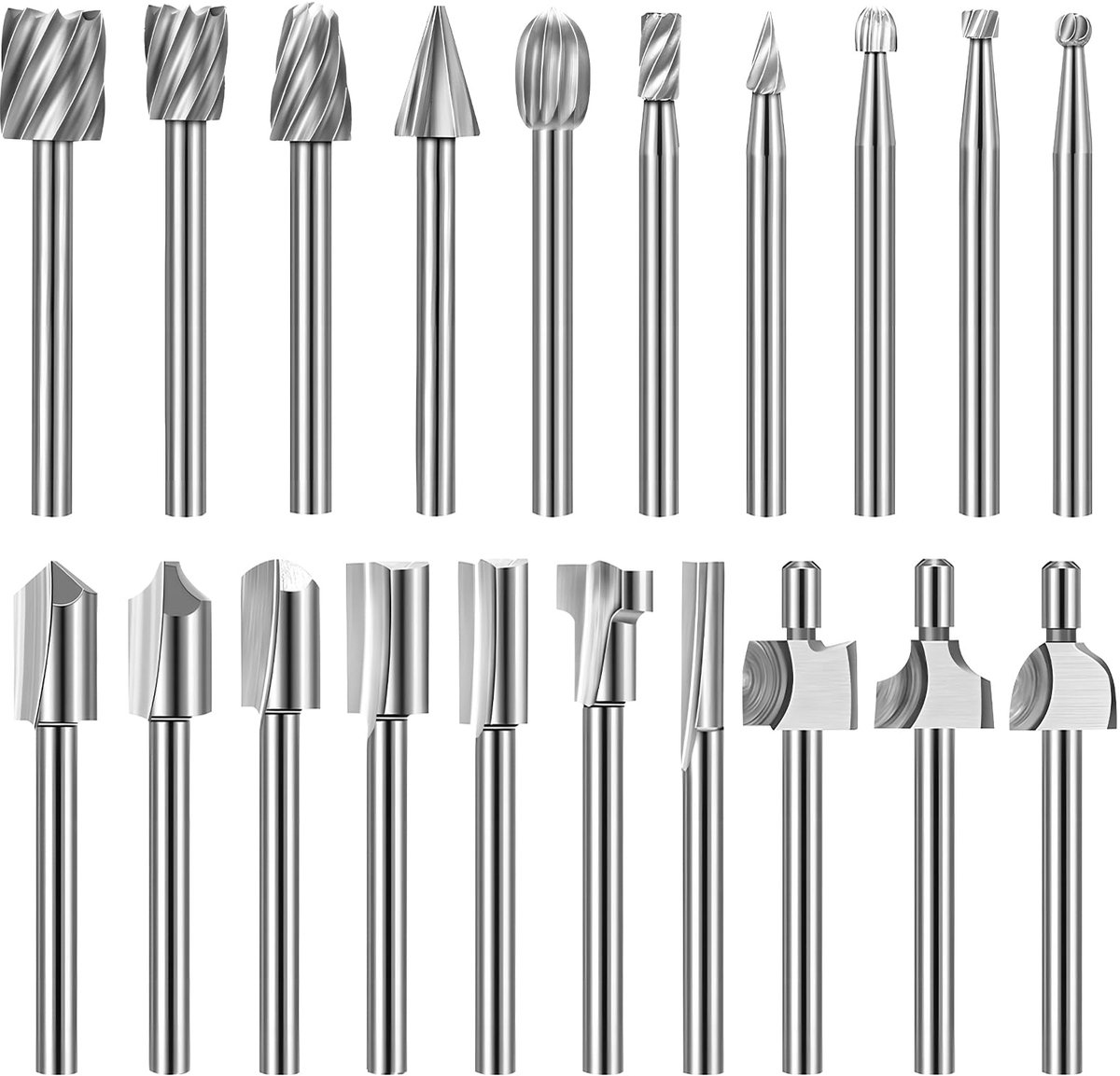 Dailygoods - 20-Delige Frees Cutter Set - Voor Houtbewerking en Dremel Gereedschap