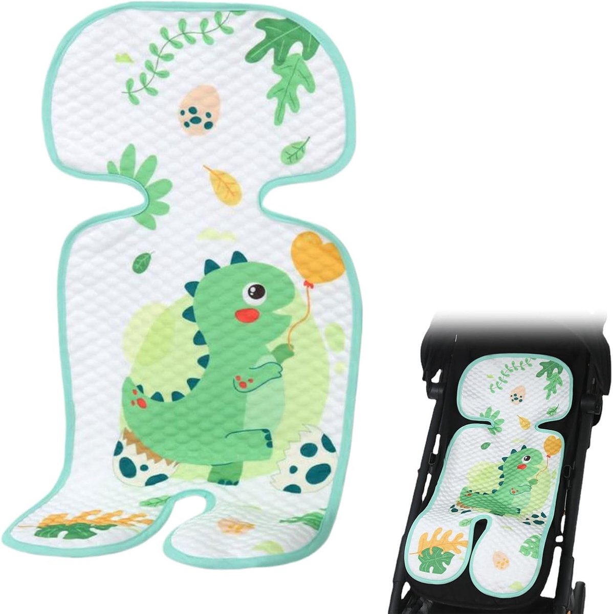 Ademend zomerzitkussen - 70 x 33 cm - voor buggy, babystroller, cooling pad, kinderwagen - inleg, zomer - koel en ademend - eenvoudige bevestiging