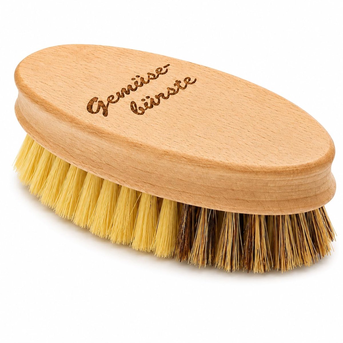 Dailygoods- Groentenborstel - Beukenhout - Natuurlijke Borstelharen - Ovale Vorm - 2 Hardheidsgraden - 13,5 x 5,5 x 3,5 cm - Keukenborstel