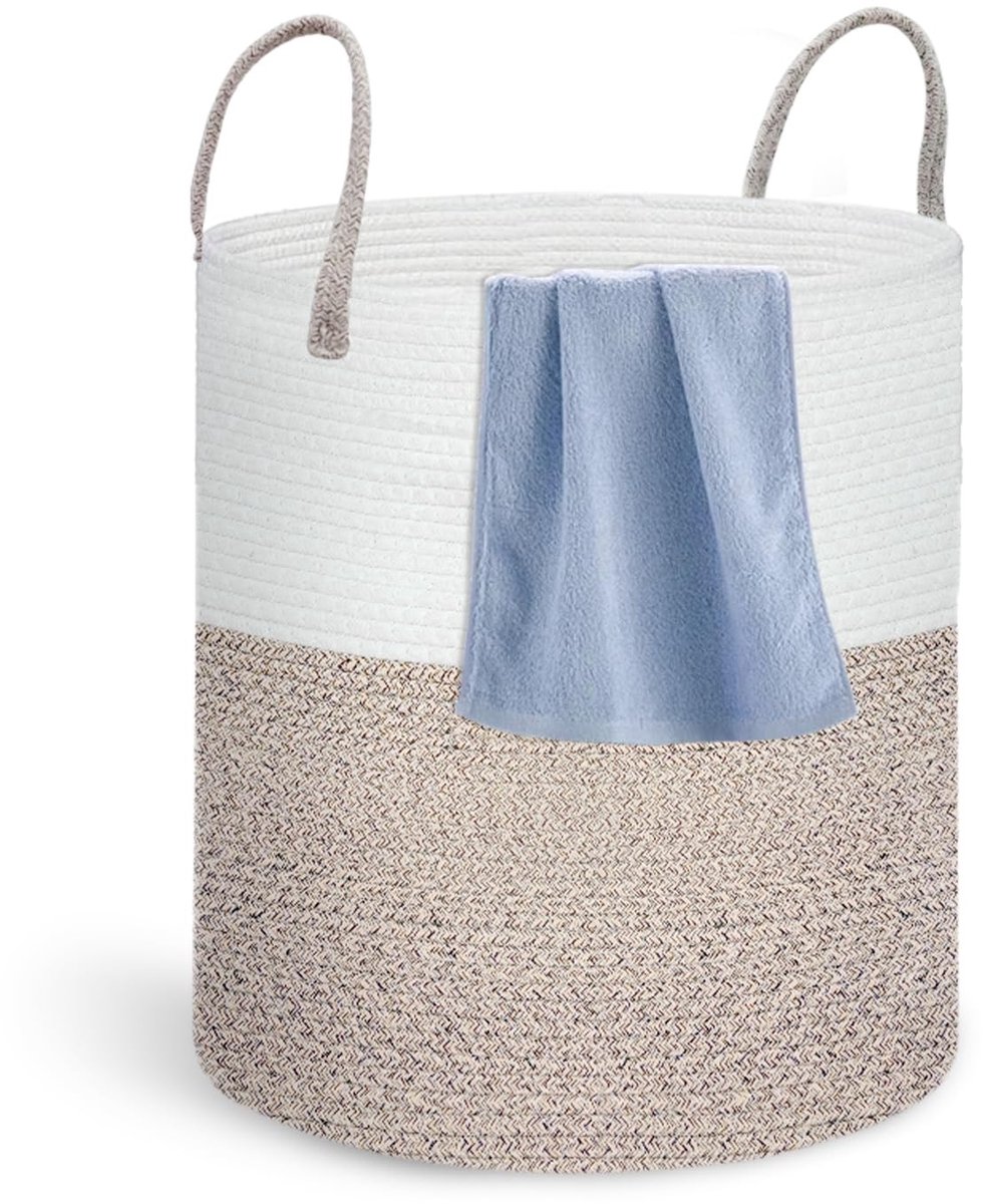 Dailygoods - Gevlochten Katoenen Touw Wasmand - Grote Opbergmand 56L
