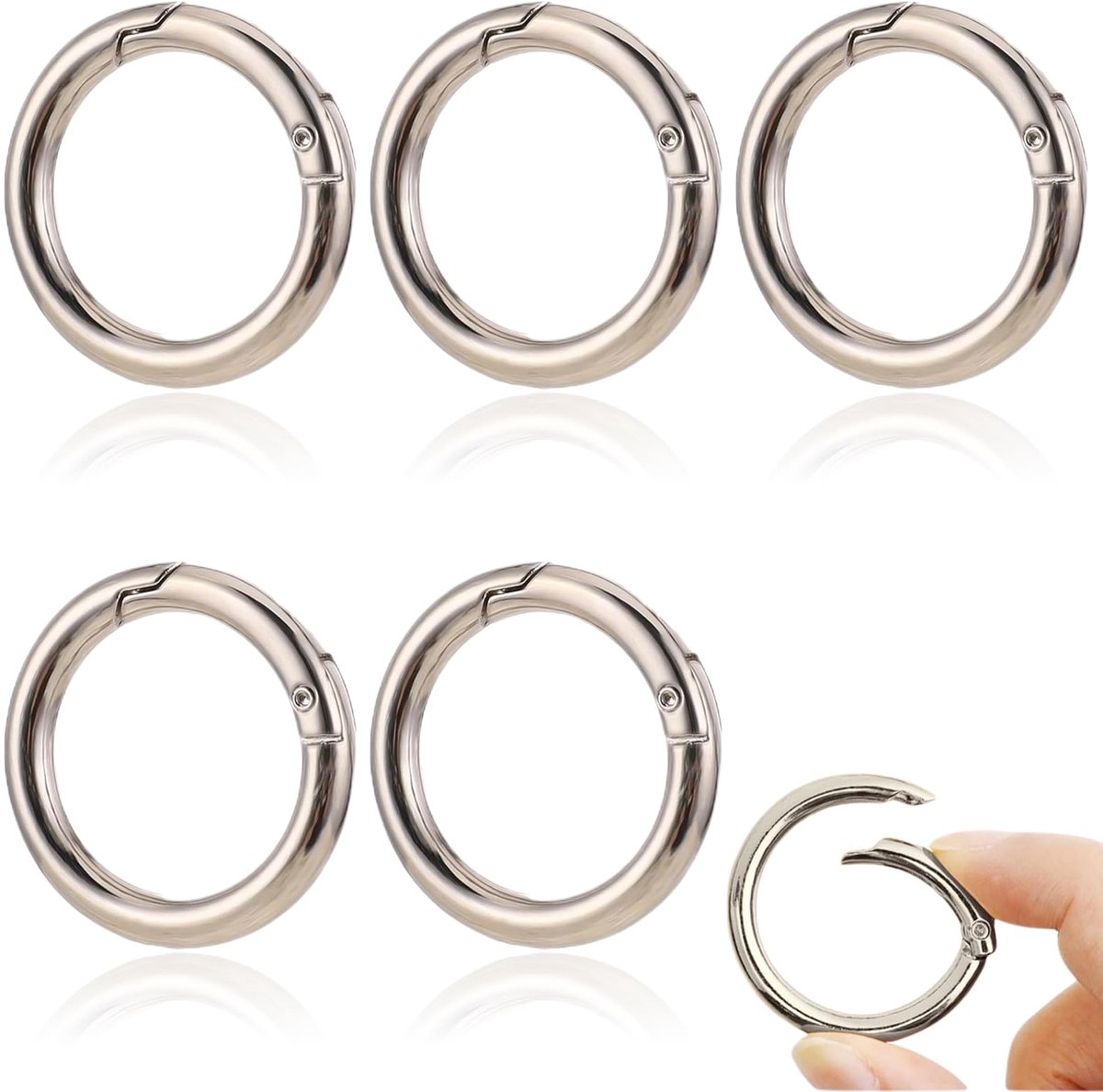Dailygoods - Set van 5 Sleutelhangers met Carabiner - Lichtgewicht en Duurzaam