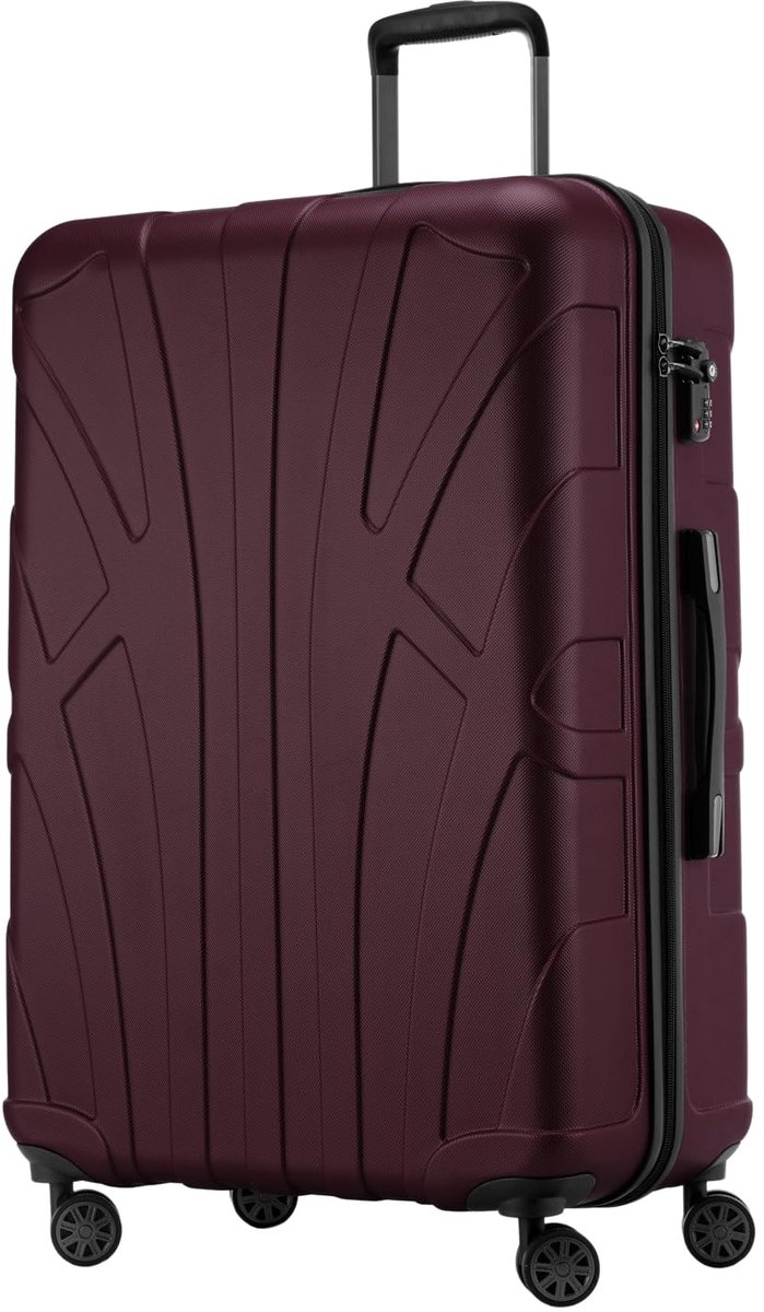 SnelShoppen - Grote koffer 76 x 53 x 31 cm - Lichtgewicht ABS Harde schaal Trolley met TSA Slot - Uitbreidbaar tot 110L - Bourgondië - Ergonomische Te