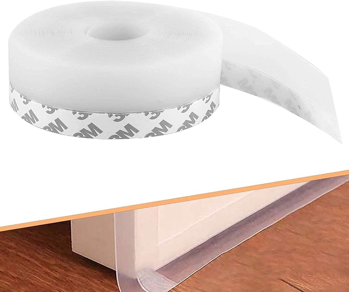 SnelShoppen - Siliconen Afdichting Deurstrip Onderkant 5m - 35mm Zelfklevend Weerstrip - Stofdicht en Weerbestendig voor Huis, Douche, Ramen