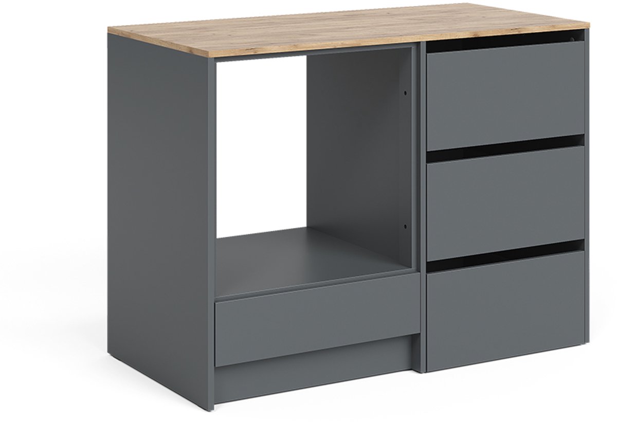 Vicco Ovenkast Viktor, Antraciet/Goudkleurig Eiken, 116.8 cm met 4 praktische lades