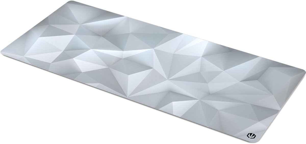 SnelShoppen - Muismat XL XXL 900 x 400 mm Antislip Rubberen Onderkant Gladde Uitvoering Bedrukte Rand Elegant Ontwerp Wit voor Gaming en Kantoor