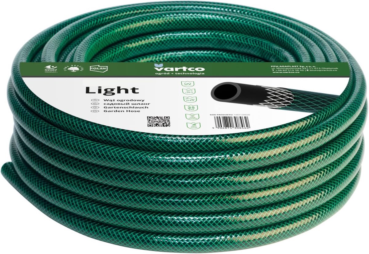 SnelShoppen - Lichtgewicht 3-laags Tuinslang, Tuinirrigatie, Flexibele Slang, Polyester Katoen, UV-bestendig, 25 Bar, 10 m, Groen/Zwart, Voor Tuin & B