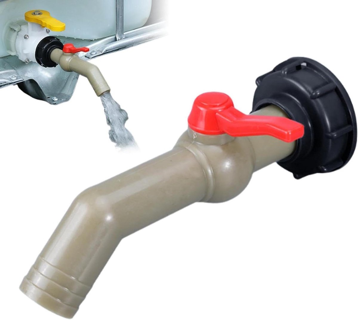 Regenton Kraan Set - Watercontainer ventiel connector - Tuin Irrigatie - Lekdichte afdichting - 20 x 3 x 3 cm