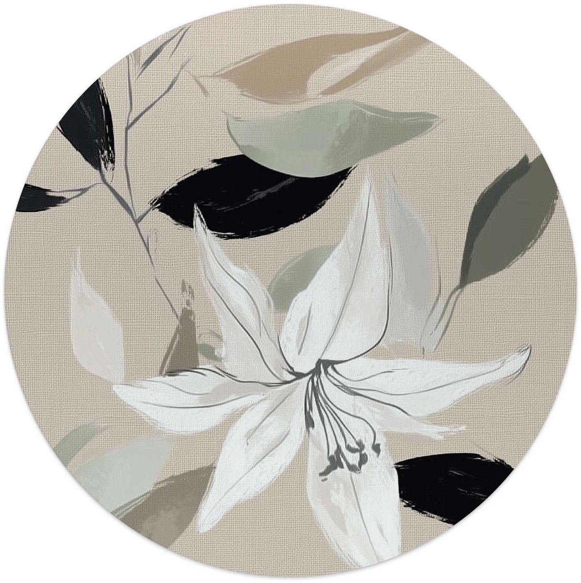Glasschilderij Linen bloemen I - Ø 50 - Glas - REINDERS