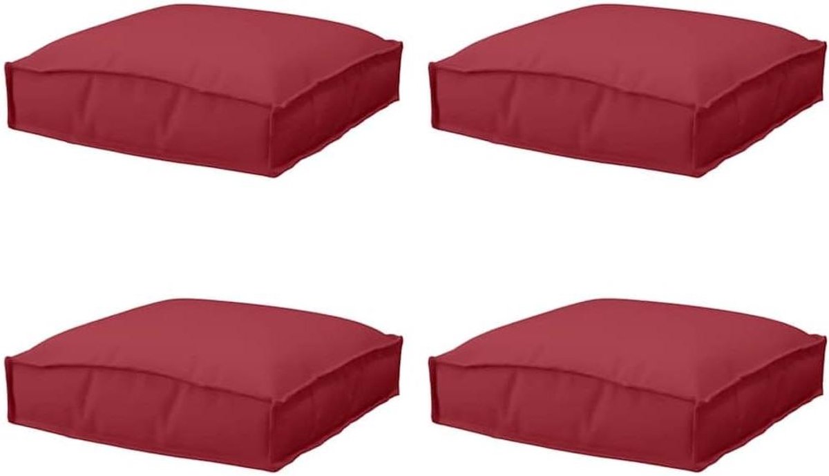 Outdoor Kussens - Tuinkussens Set - Terras Aankleden - Waterafstotend Oxford Stof - 40x40x8 cm - Wijnrood
