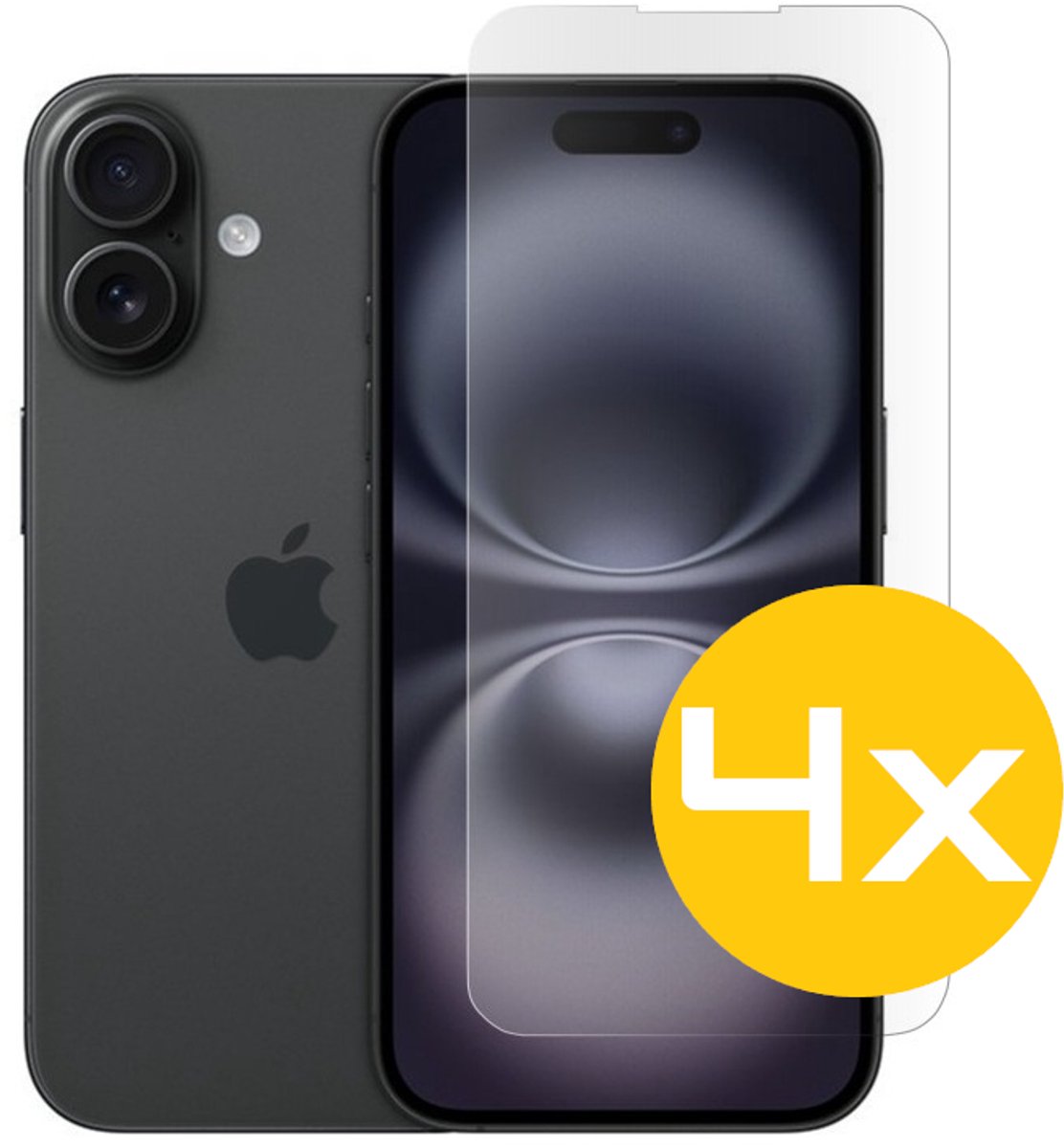 Screenprotector Geschikt Voor iPhone 16 - Glasplaat - Tempered Glass - 4 Stuks