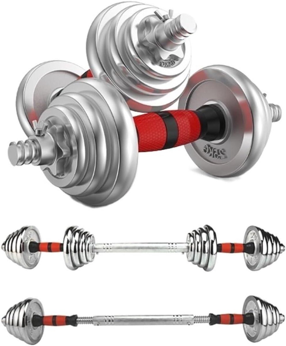 Verstelbare Halters - Dumbbell Set - Kracht Training - Gegalvaniseerd Staal - 20kg per paar - Zilver