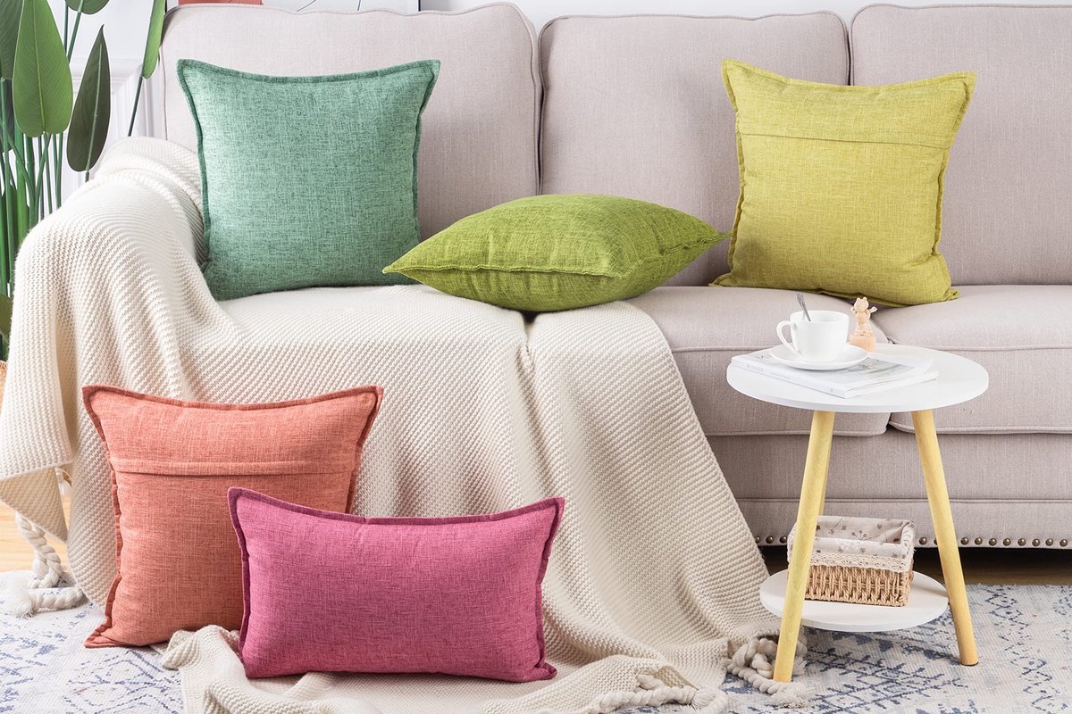 SnelShoppen - Set van 2 Imitatielinnen Kussenslopen 40x40 cm Groen - Zachte Decoratieve Kussenhoezen voor Sofa en Slaapkamer, Perfect voor Elk Interie