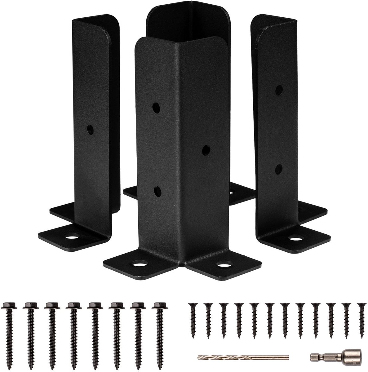Dailygoods - Set van 4 verstelbare dekpaalankers - voor palen 1,5x1,5 cm tot 4x4 cm