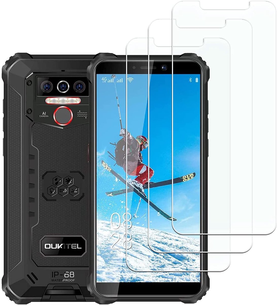 Dailygoods- Beschermfolie 3 Stuks - Pantserglas - Krasbestendig - HD Helder - Eenvoudige Installatie - Compatibel met Oukitel WP5/WP5 Pro - Screenprotector