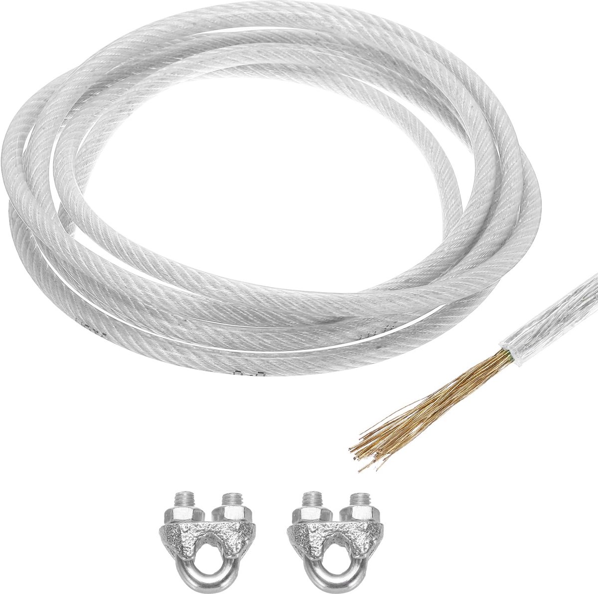Dailygoods - 3 Meter Gegalvaniseerde Staal Kabel met PVC Coating - Inclusief 2 M8 Loops