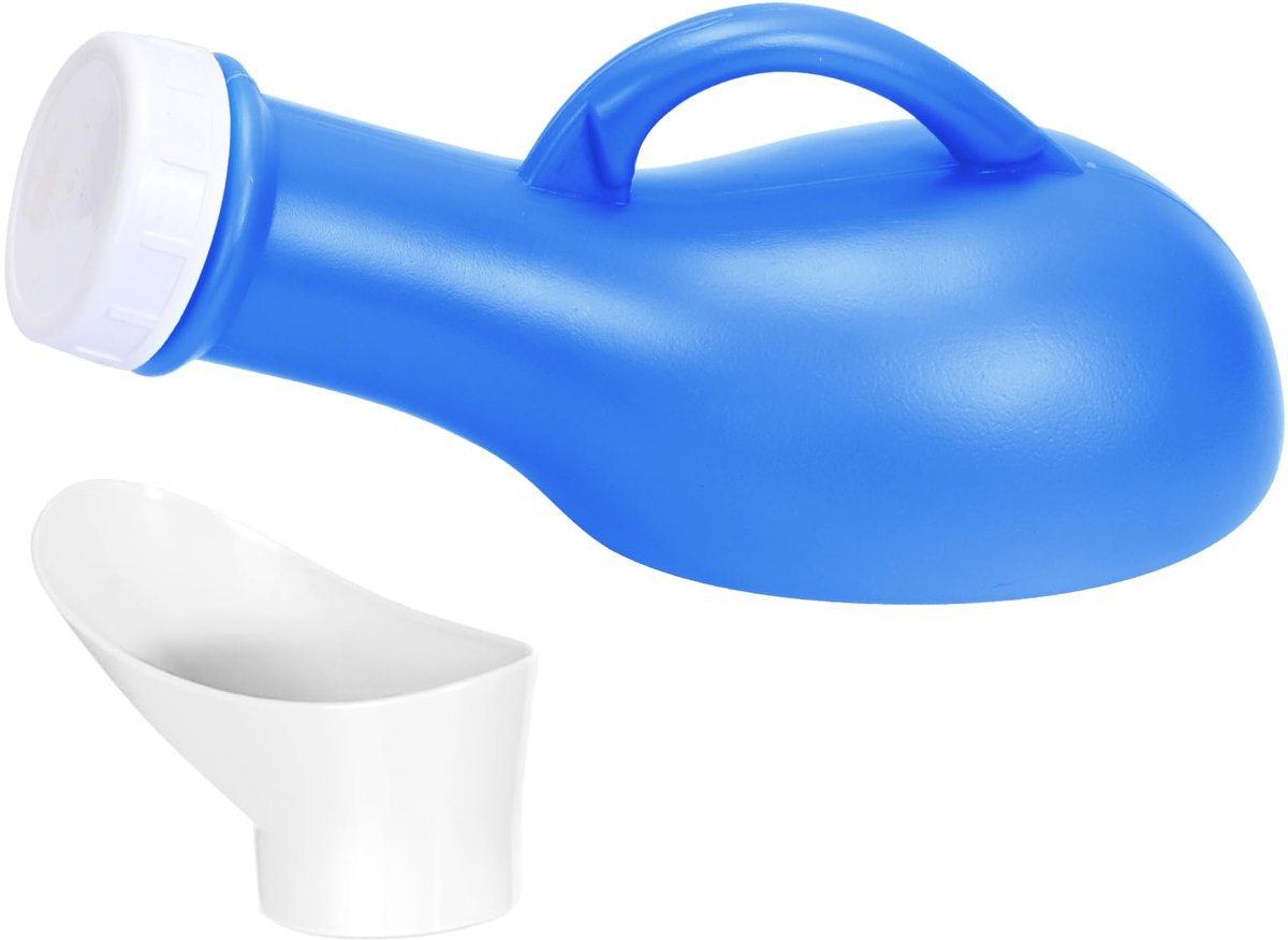 Dailygoods- Urinefles 1000 ml - Unisex - Draagbaar - Voor auto/reizen - Comfortabele opening - Terugslagpreventie - Plaspot