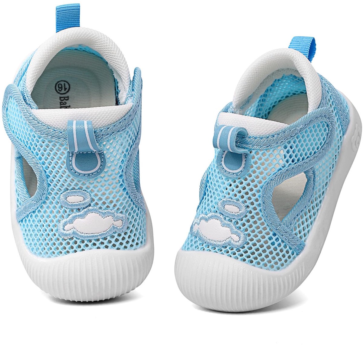 SnelShoppen - Babysandalen voor jongens en meisjes, lichtblauw, rubber, anti-slip, loopsandalen, zomer, maat 18 EU, perfect voor buiten spelen en op v
