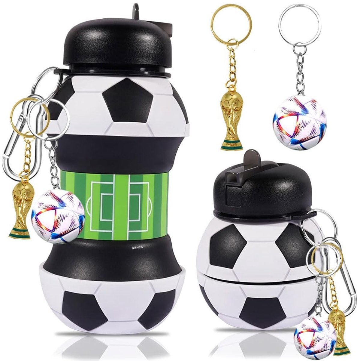 Dailygoods - Silicone Drinkfles met Voetbalontwerp - 550 ml voor Kinderen en Volwassenen