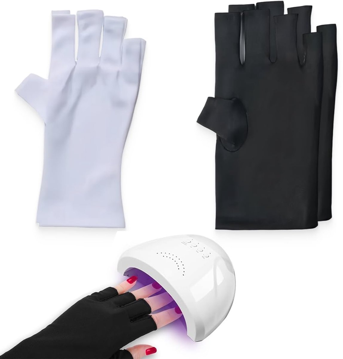 Dailygoods - UV Beschermende Handschoenen voor Gel Nagellampen - 2 Paar Vingerloze Handschoenen