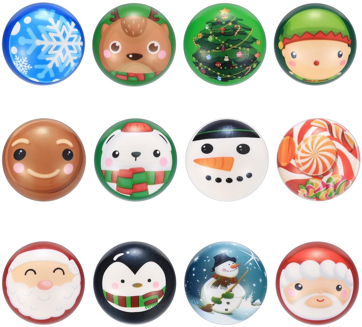Dailygoods - 12 Stuks Stressballen voor Volwassenen - Anti-Stress Kerstballen
