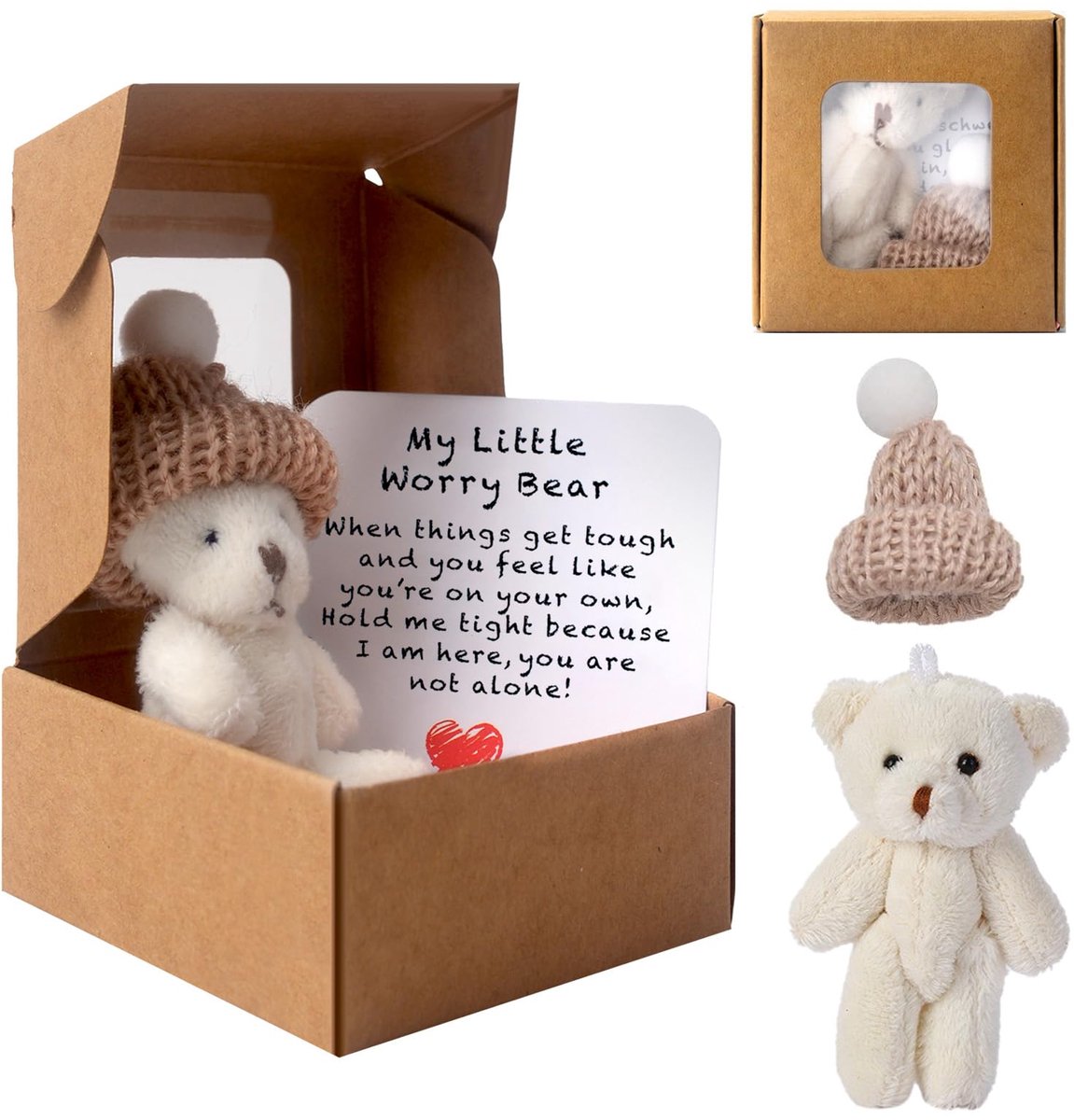 Dailygoods - Zorgbeer Knuffel in een Doos, Inspirerend Cadeau voor Kinderen en Volwassenen
