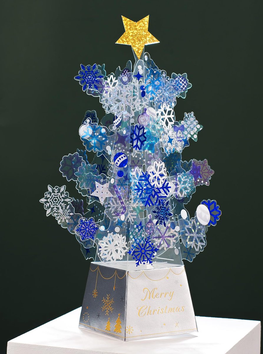 Dailygoods - 3D Pop-up Kerstkaart met PVC-Kristallen Kerstbomen - Inclusief Envelop