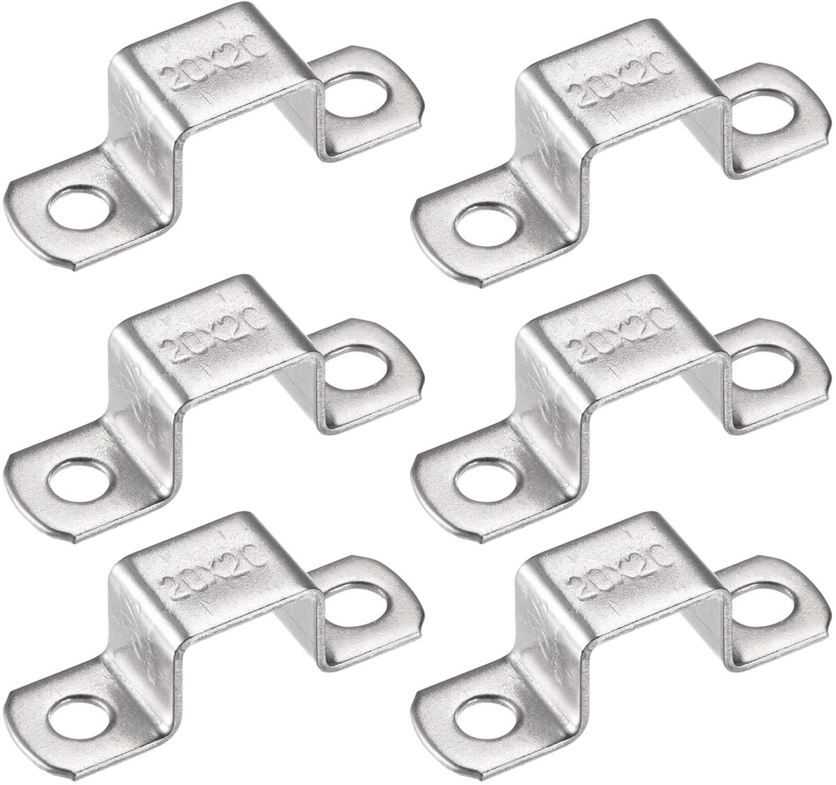 Dailygoods - U-vormige Bevestigingsbeugel 18 x 22mm - voor Deurhouder - Set van 6