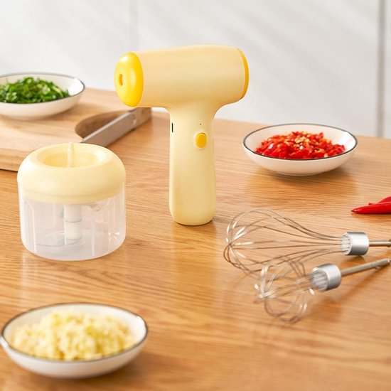Elektrische Handmixer - Draadloze Garde - Keuken Assistent - Volautomatisch Mengen - 800mAh Batterij - Geel — afbeelding 4