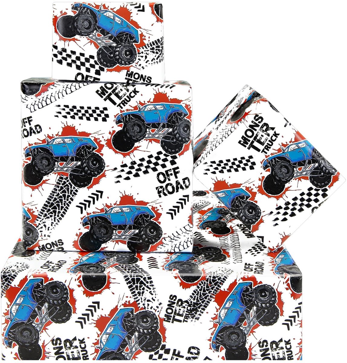 Dailygoods - Inpakpapier met Monster Truck Thema voor Kinderen