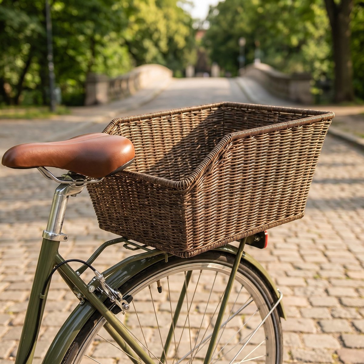 SnelShoppen - Fietsmand Achter XL Bagagedragermand - Rotanlook Fietsmand voor Schooltas - Ruime Achtermand voor Fiets - Duurzaam en Stijlvol - Perfect