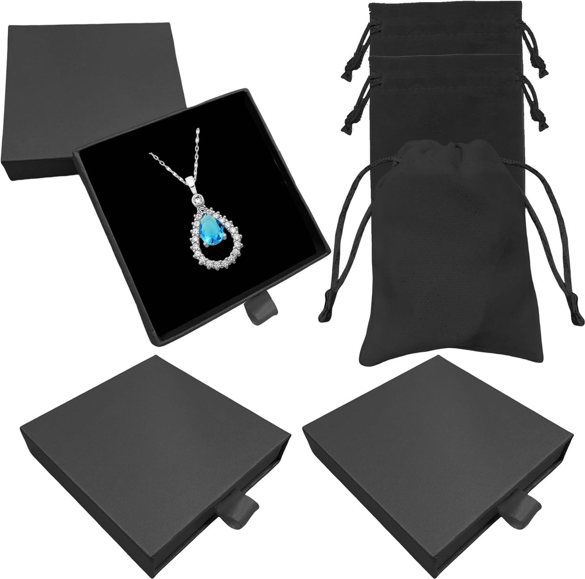 Dailygoods - 3 Stuks Sieraden Geschenkdoos met Fluwelen Zak - Kleine Lege Cadeau Dozen voor Armbanden