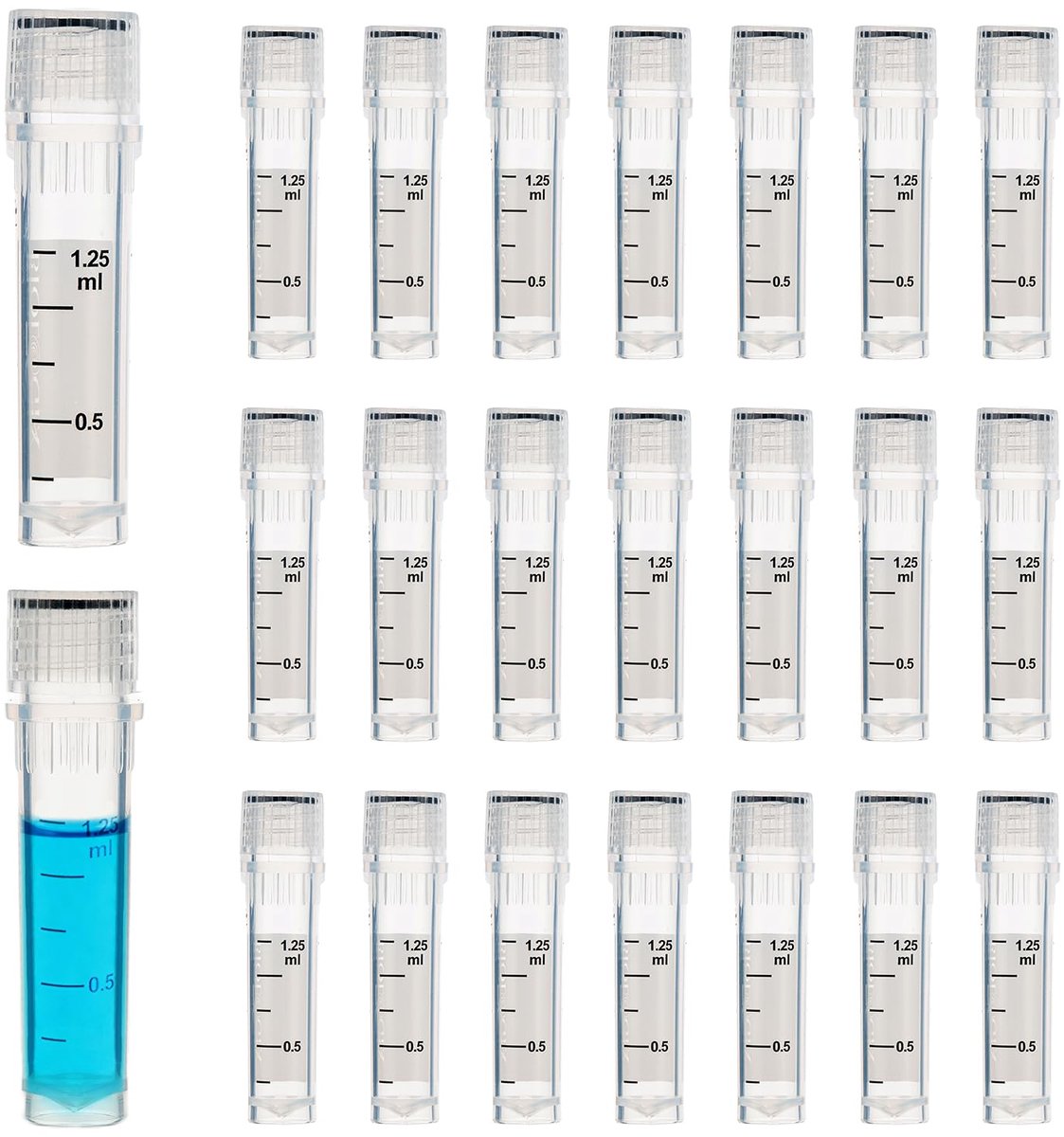 Dailygoods- Cryogene Buisjes 50 Stuks - 2 ml Polypropyleen - Schroefdeksel - Temperatuurbestendig - Luchtdicht - Duidelijke Schaal - Kryovial